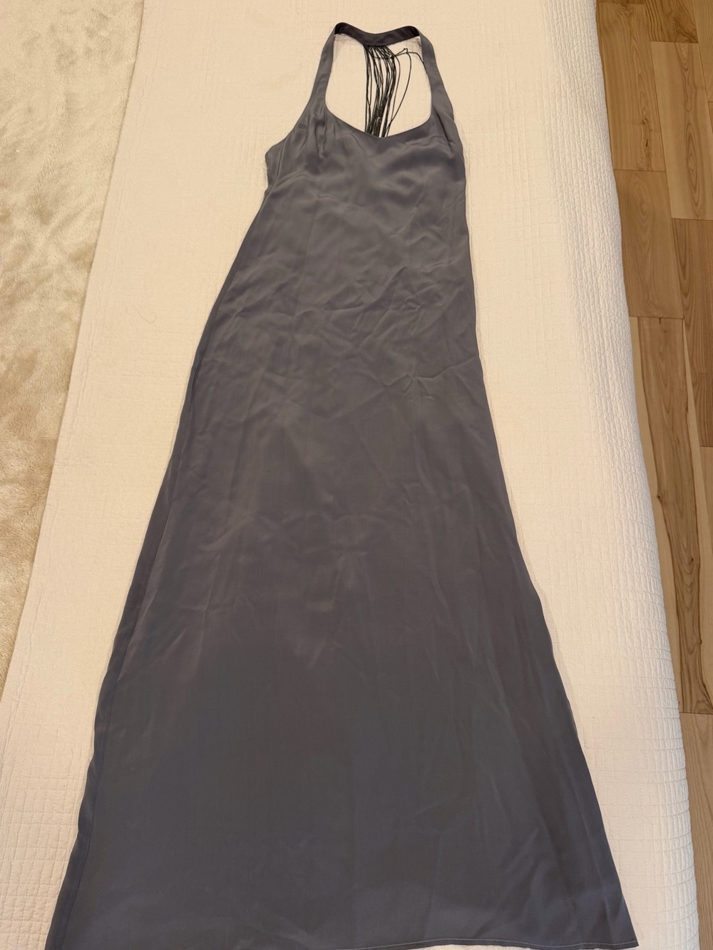 Kenneth Cole New York Slate Gray Silk Racerback Maxi Dress